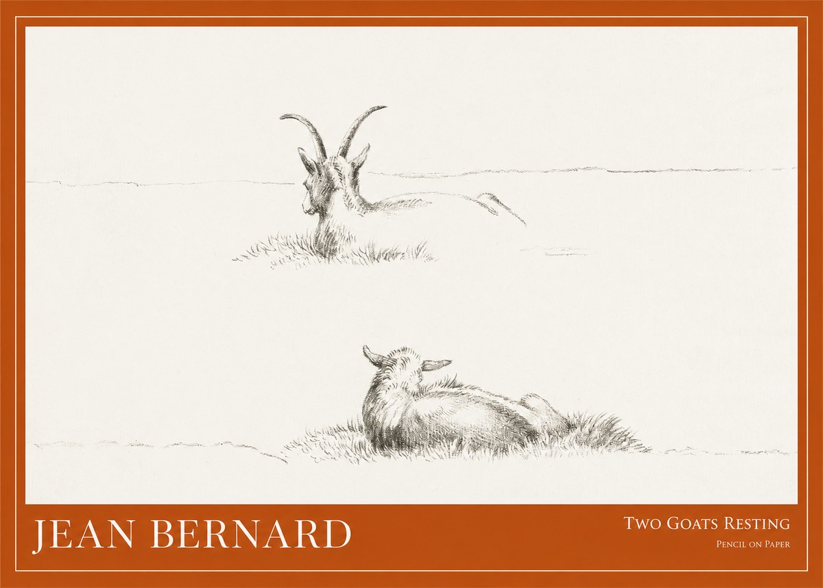 Jean Bernard Two Goats Resting No1 - Affiche