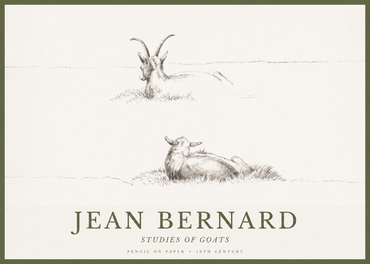 Jean Bernard Two Goats Resting No2 - Affiche