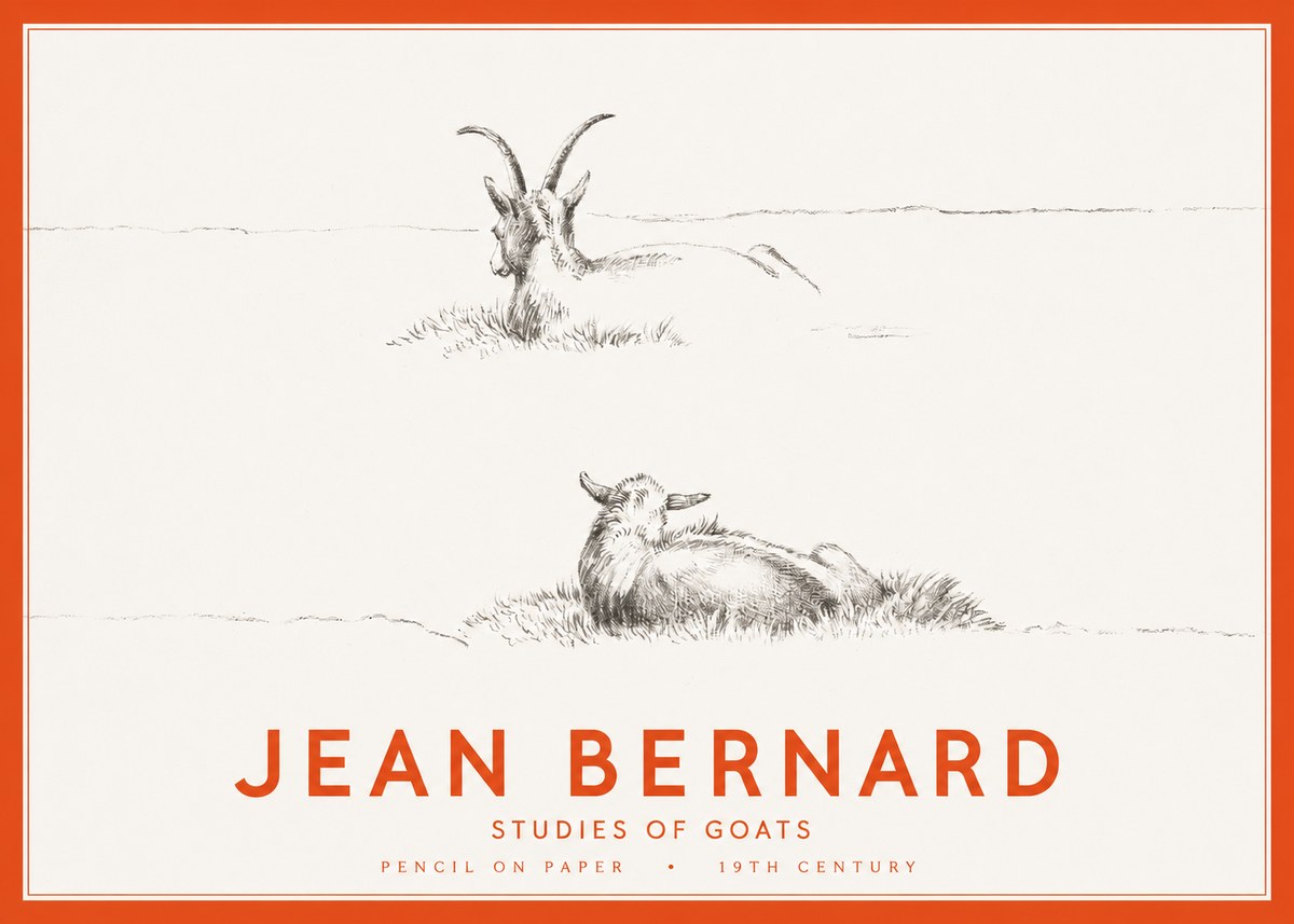 Jean Bernard Two Goats Resting No3 - Affiche
