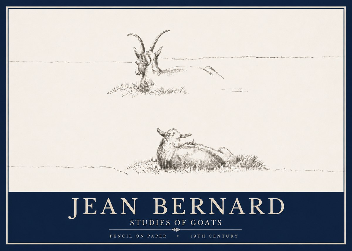 Jean Bernard Two Goats Resting No4 - Affiche