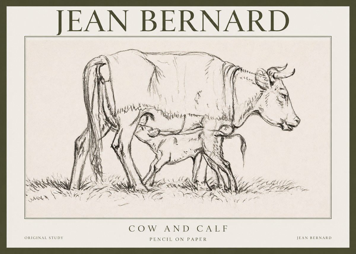 Jean Bernard Cow and Calf II No1 - Affiche
