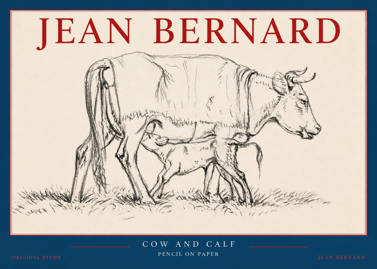 Jean Bernard Cow and Calf II No2 - Affiche
