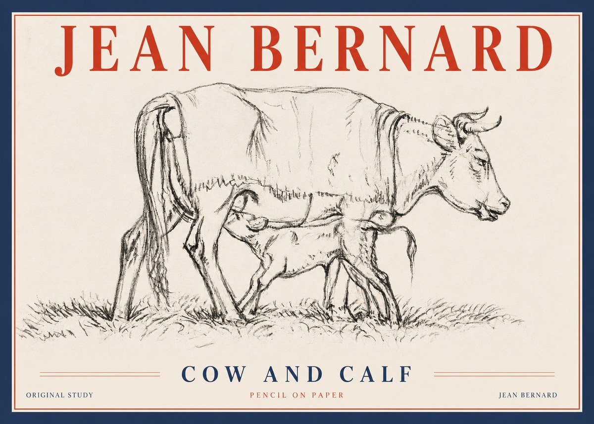 Jean Bernard Cow and Calf II No4 - Affiche