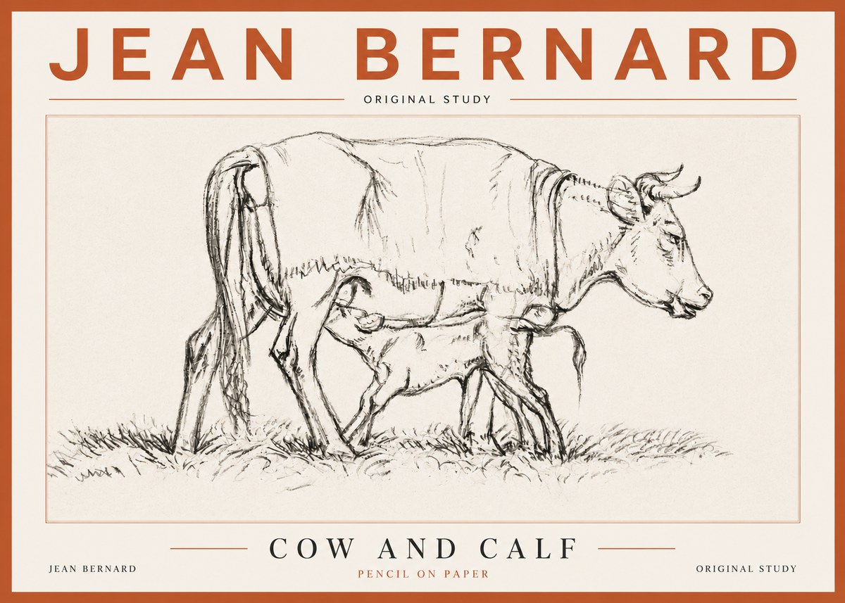 Jean Bernard Cow and Calf II No5 - Affiche