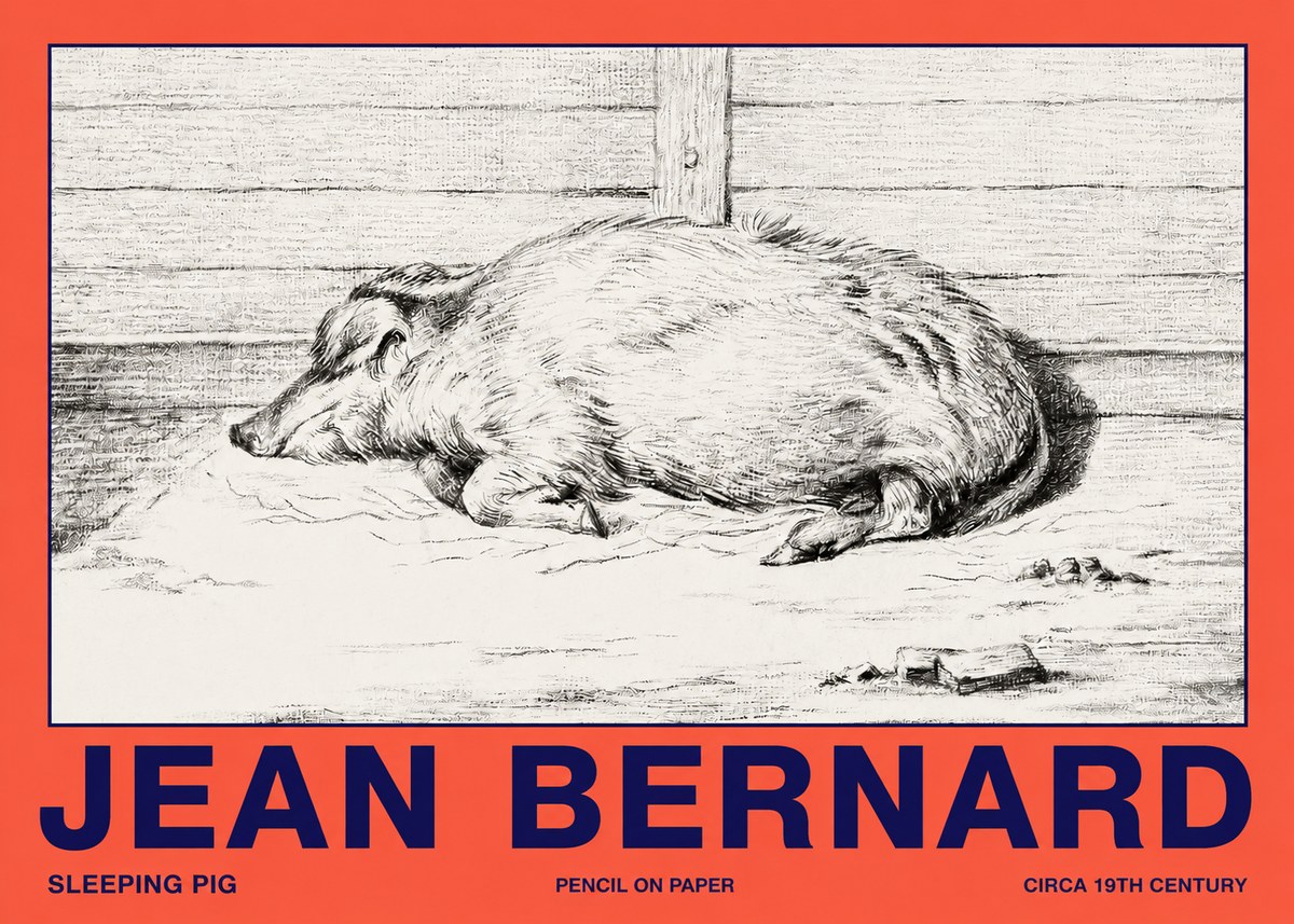 Jean Bernard Sleeping Pig I No2 - Affiche