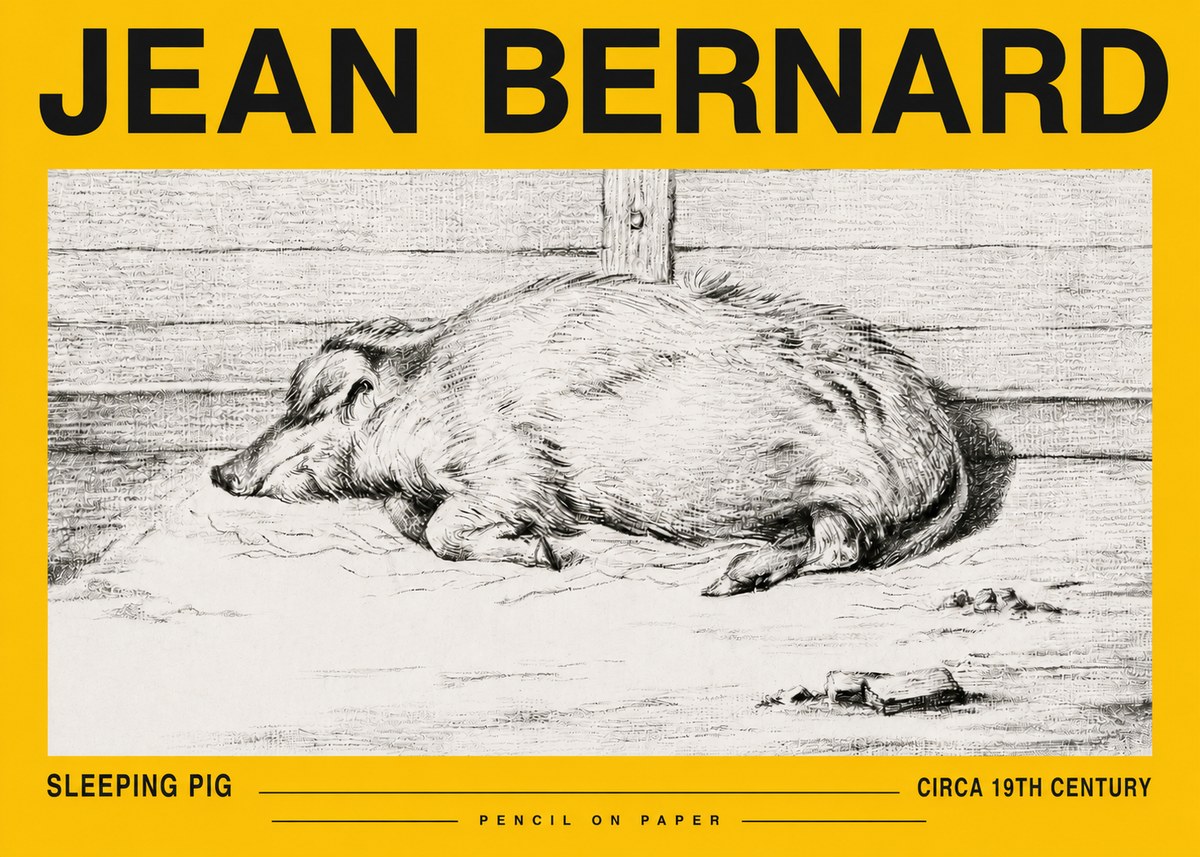 Jean Bernard Sleeping Pig I No5 - Affiche