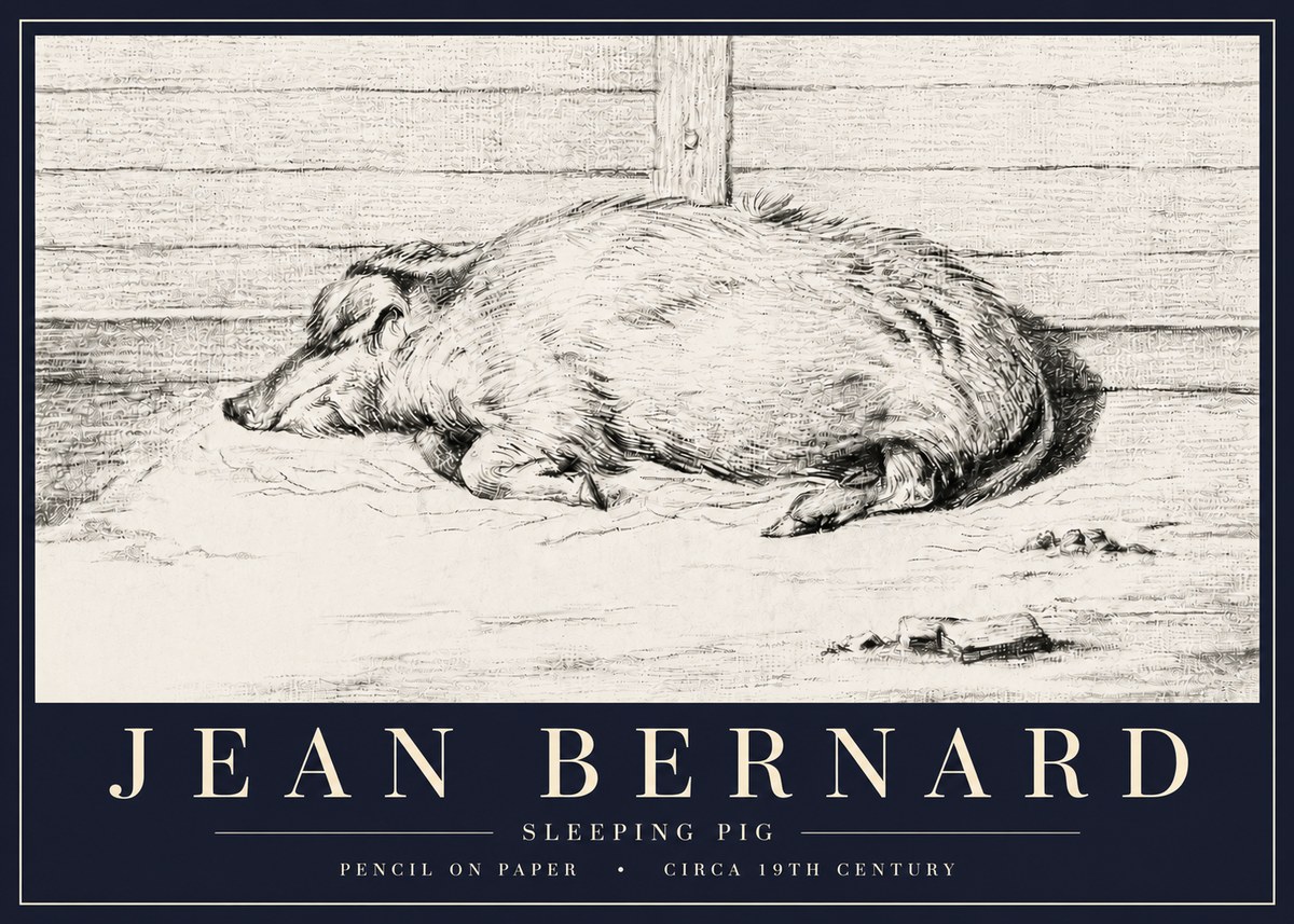 Jean Bernard Sleeping Pig I No6 - Affiche