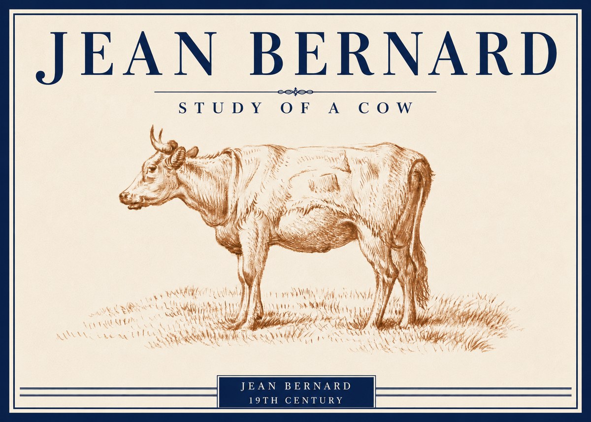 Jean Bernard Study of a Cow XIX No5 - Affiche