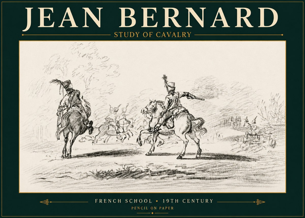 Jean Bernard Study of Cavalry No4 - Affiche