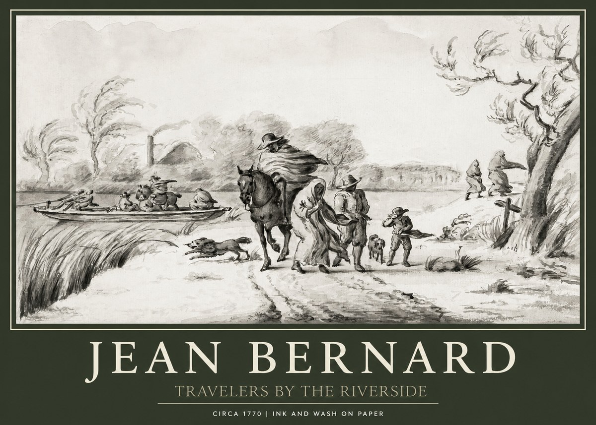 Jean Bernard Travelers by the Riverside No1 - Affiche
