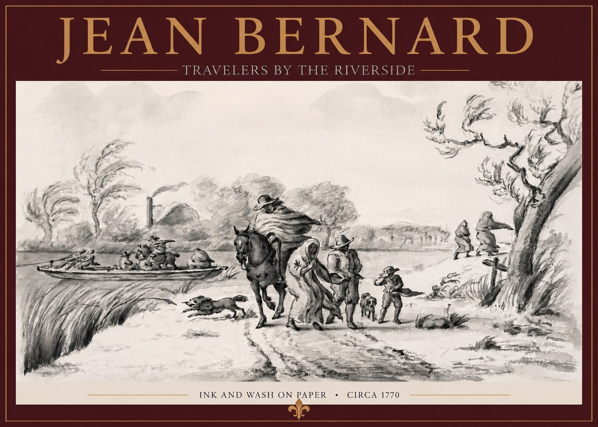 Jean Bernard Travelers by the Riverside No2 - Affiche