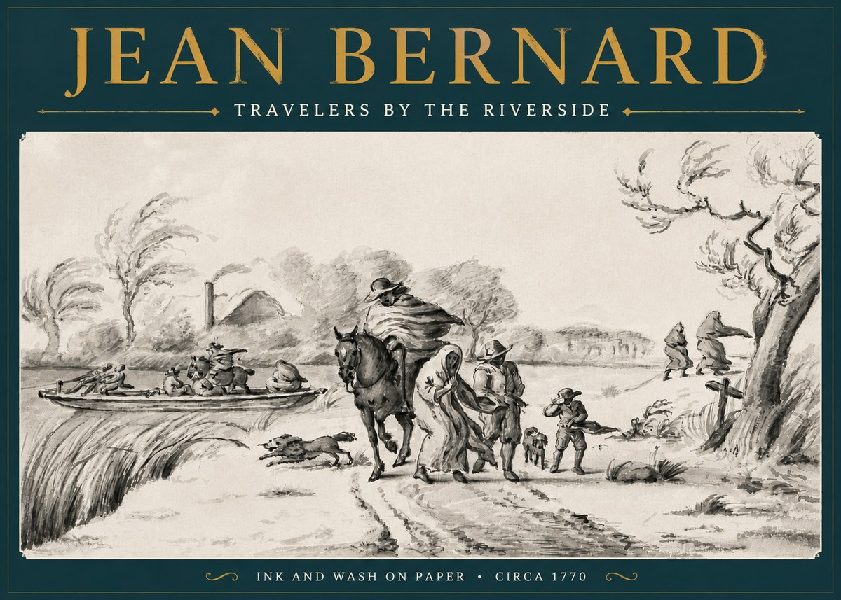 Jean Bernard Travelers by the Riverside No4 - Affiche