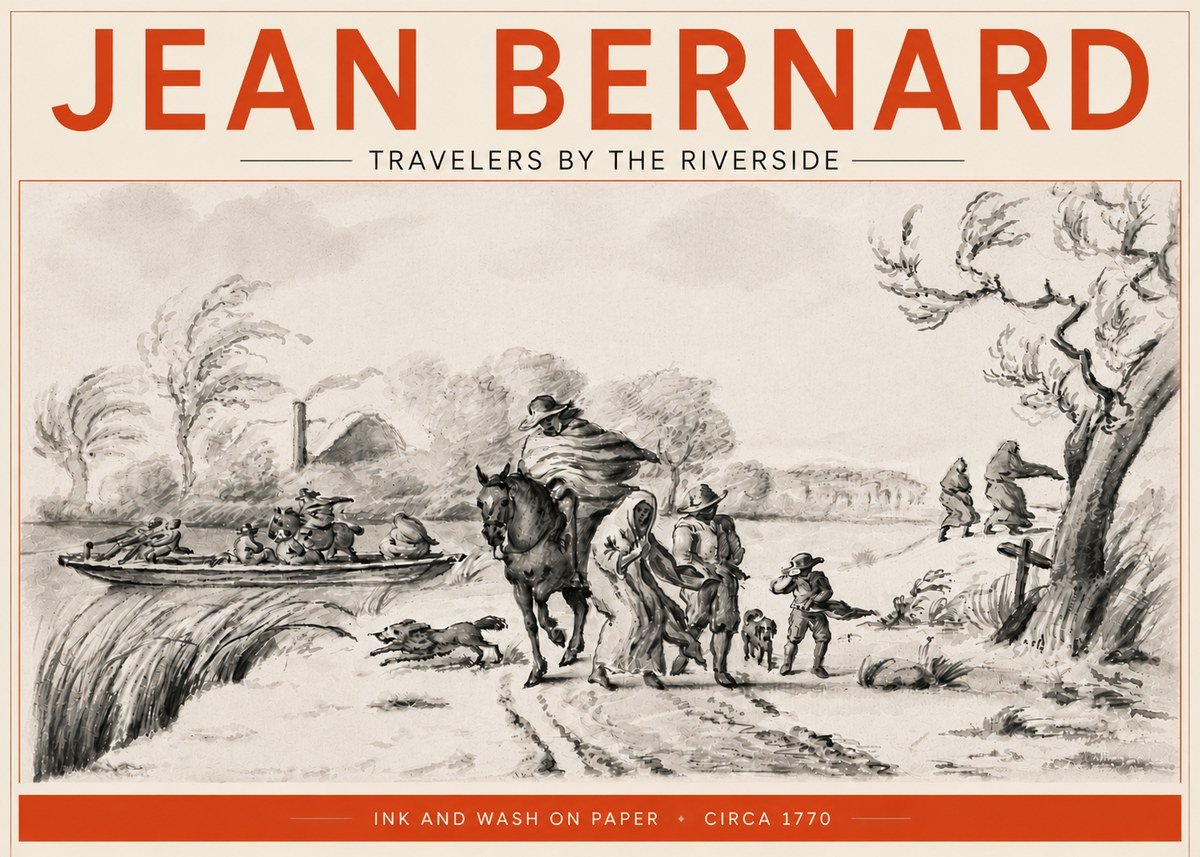 Jean Bernard Travelers by the Riverside No5 - Affiche