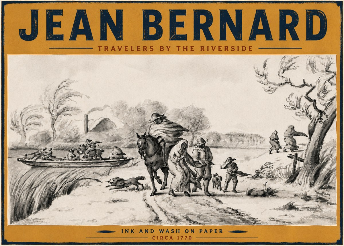 Jean Bernard Travelers by the Riverside No6 - Affiche