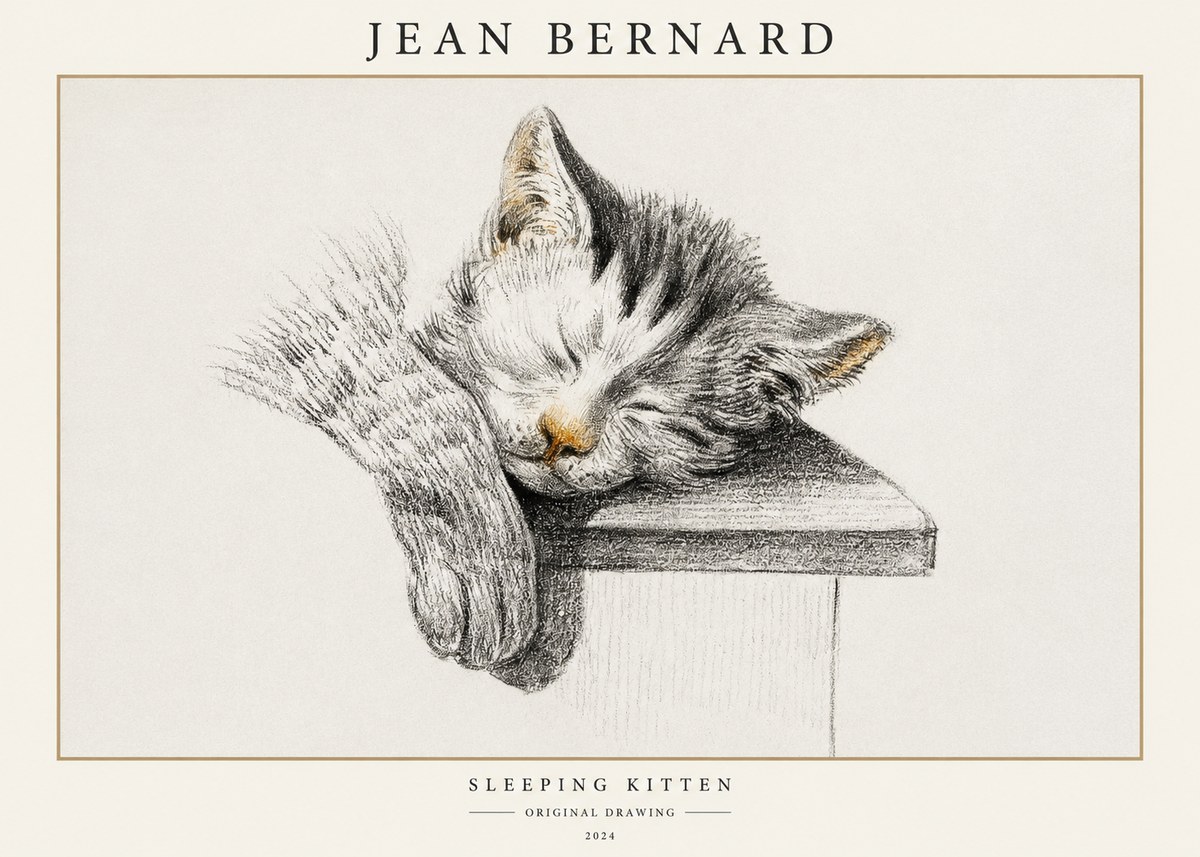 Jean Bernard Sleeping Kitten No1 - Affiche