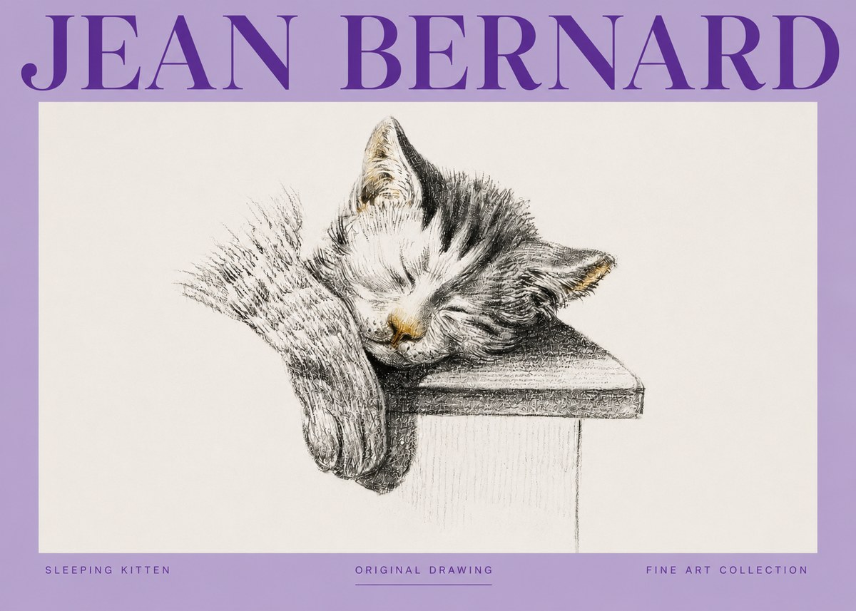 Jean Bernard Sleeping Kitten No3 - Affiche