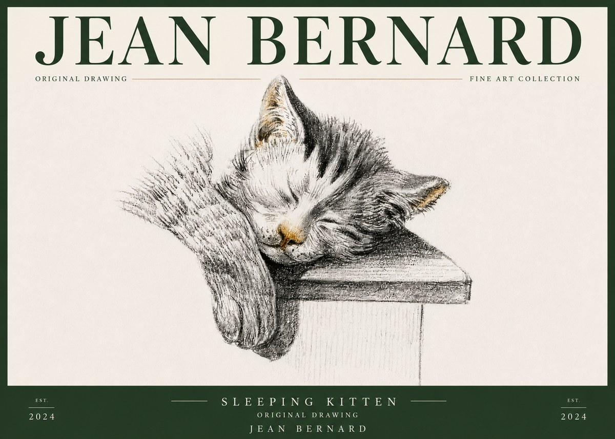 Jean Bernard Sleeping Kitten No5 - Affiche