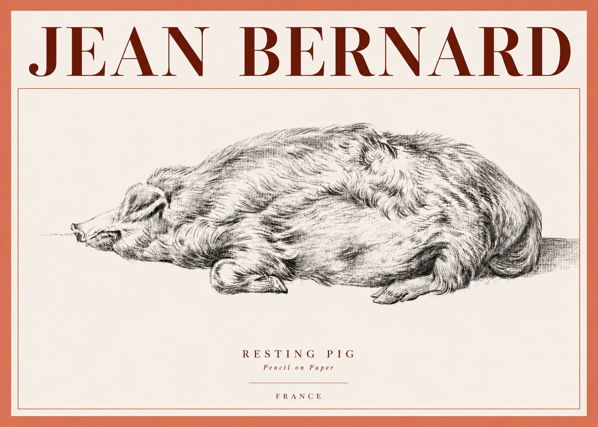 Jean Bernard Resting Pig II No4 - Affiche