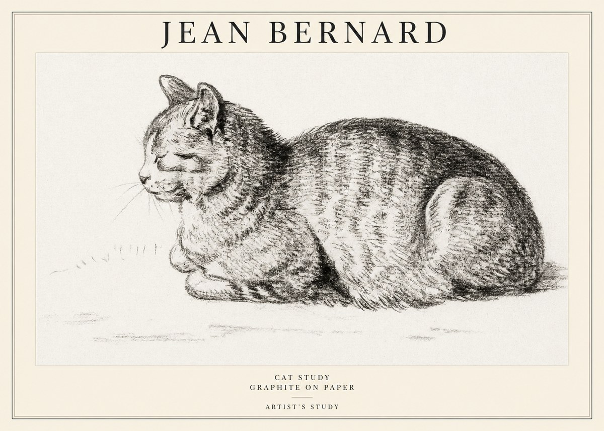 Jean Bernard Cat Study XII No1 - Affiche