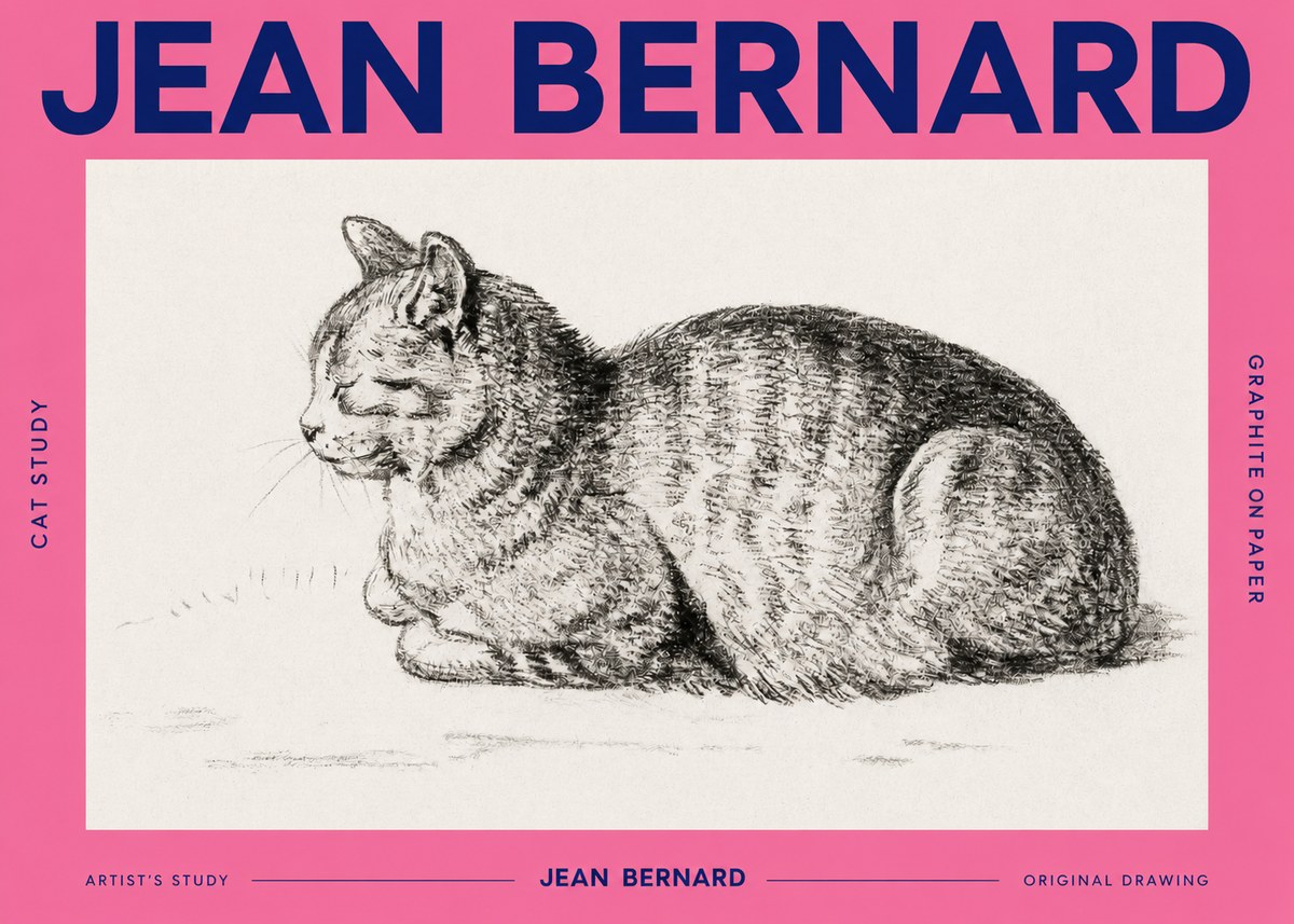 Jean Bernard Cat Study XII No2 - Affiche