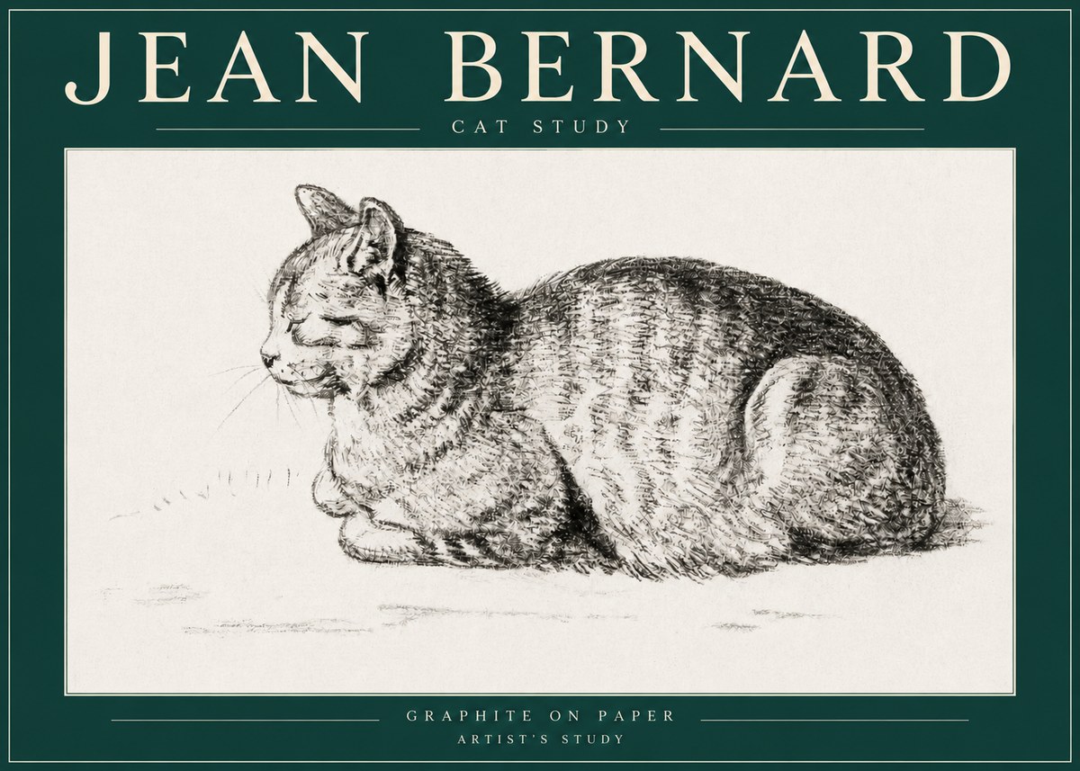 Jean Bernard Cat Study XII No3 - Affiche