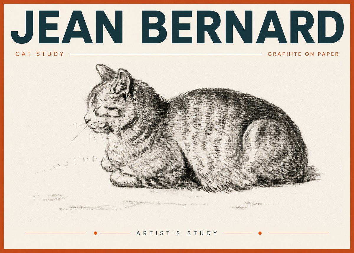 Jean Bernard Cat Study XII No6 - Affiche