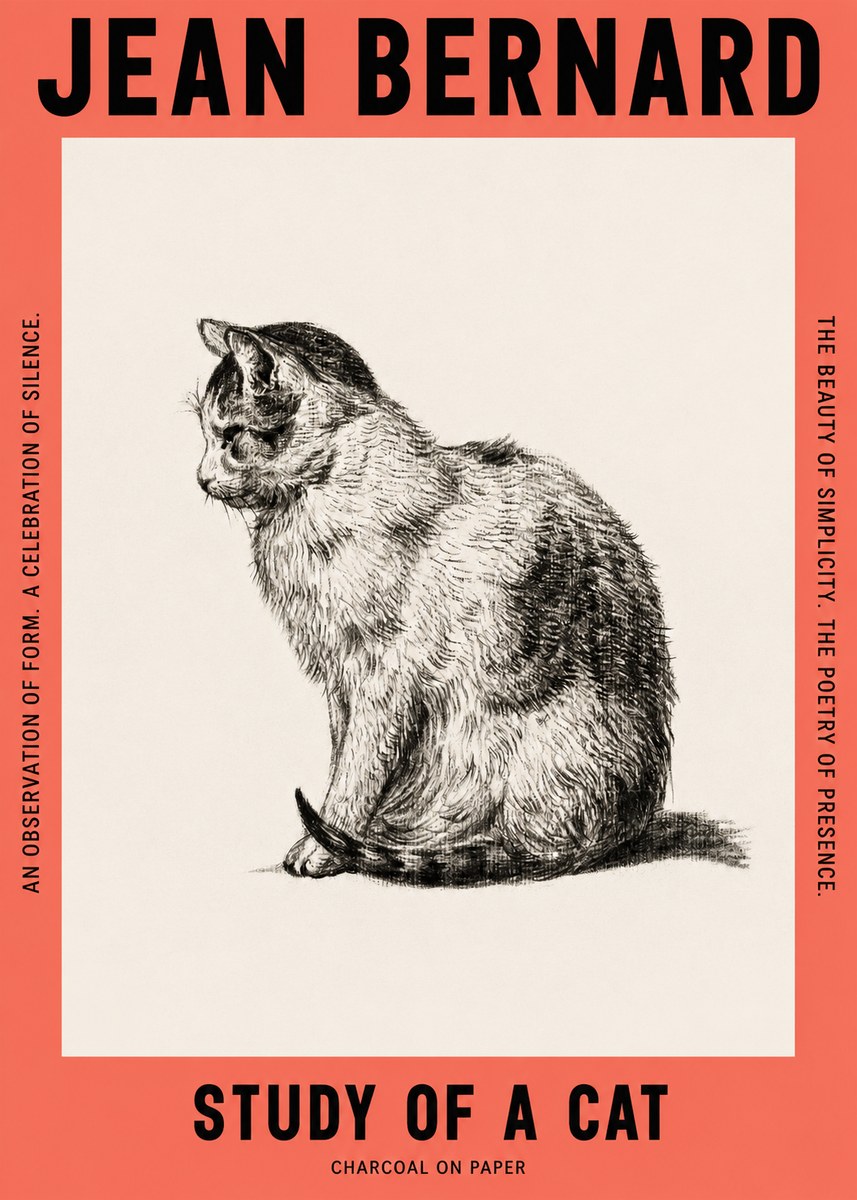 Jean Bernard Study of a Cat IV No2 - Affiche