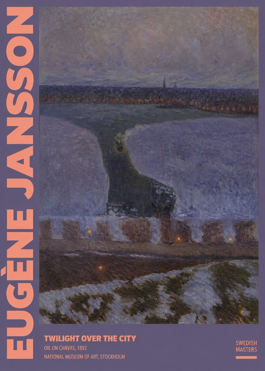 Eugène Jansson Twilight over the City No2 - Affiche