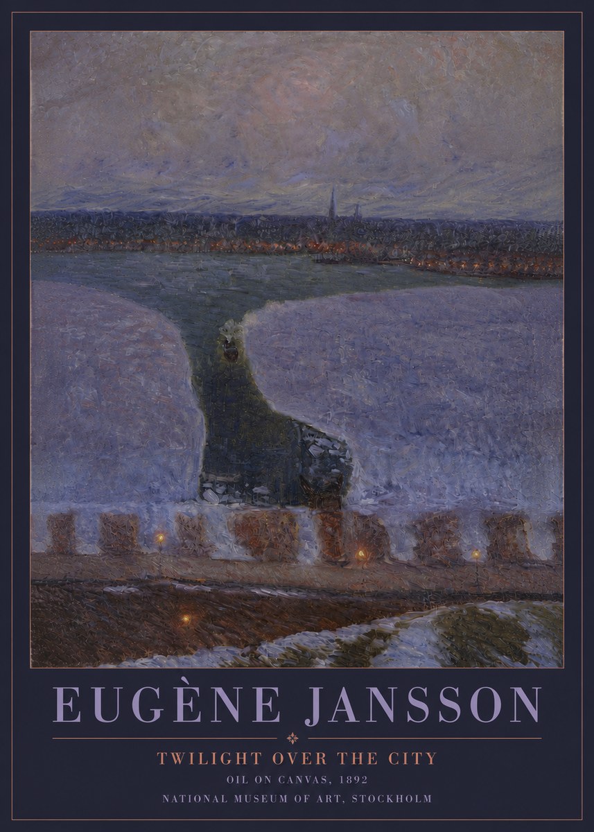 Eugène Jansson Twilight over the City No4 - Affiche