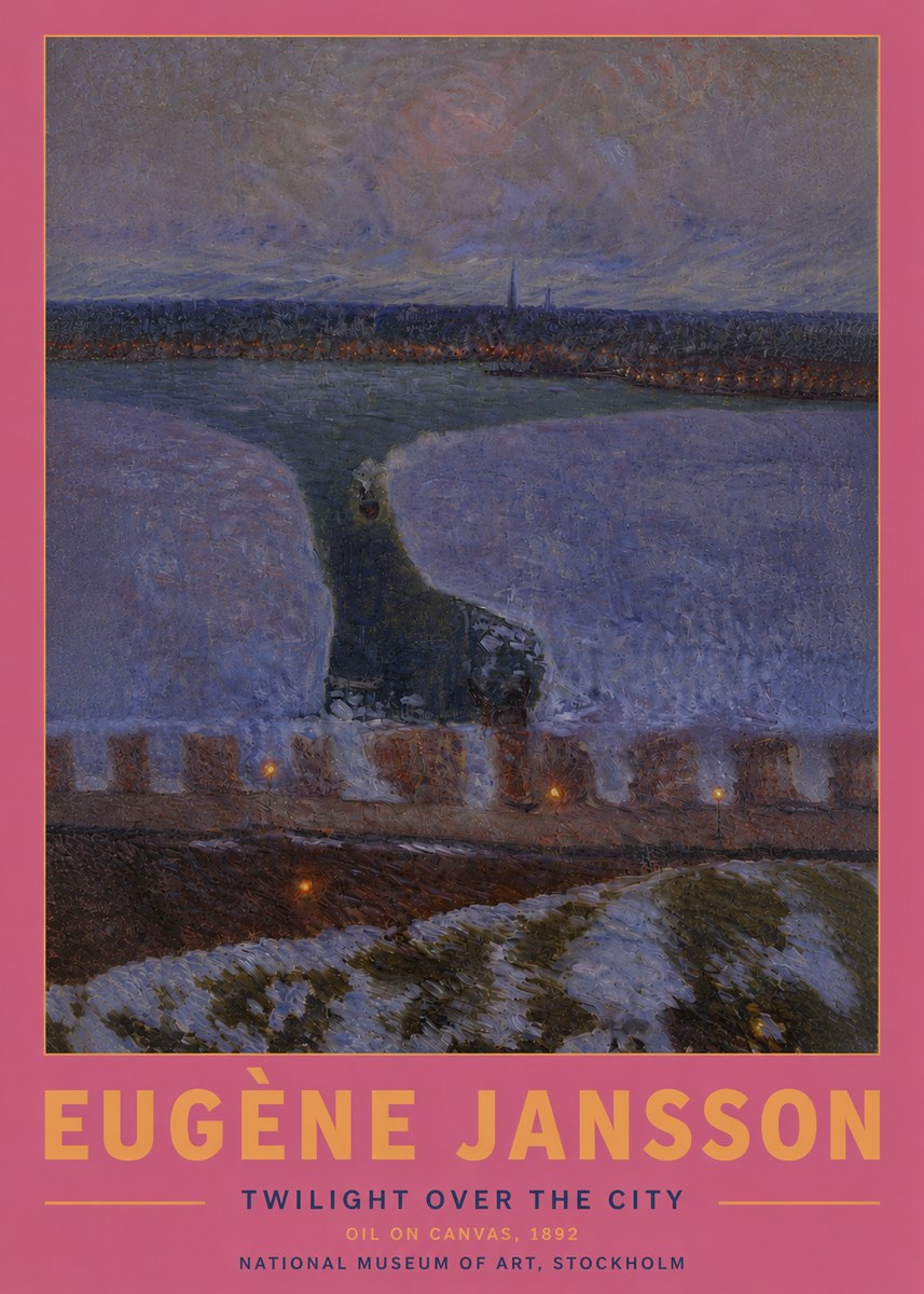 Eugène Jansson Twilight over the City No6 - Affiche