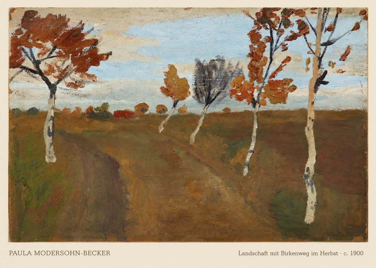Paula Modersohn-Becker Landschaft Mit Birkenweg Im Herbst No6 - Affiche