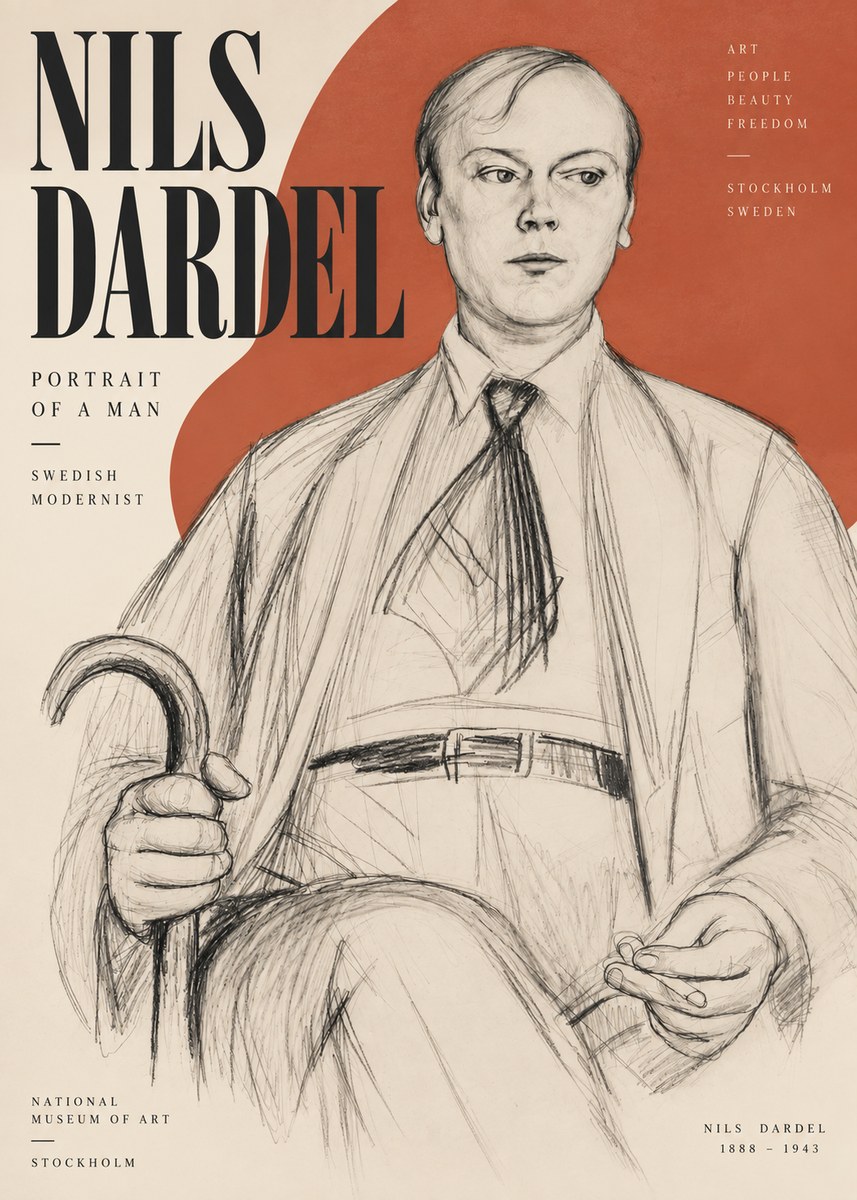 Nils Dardel Portrait of a Man No3 - Affiche