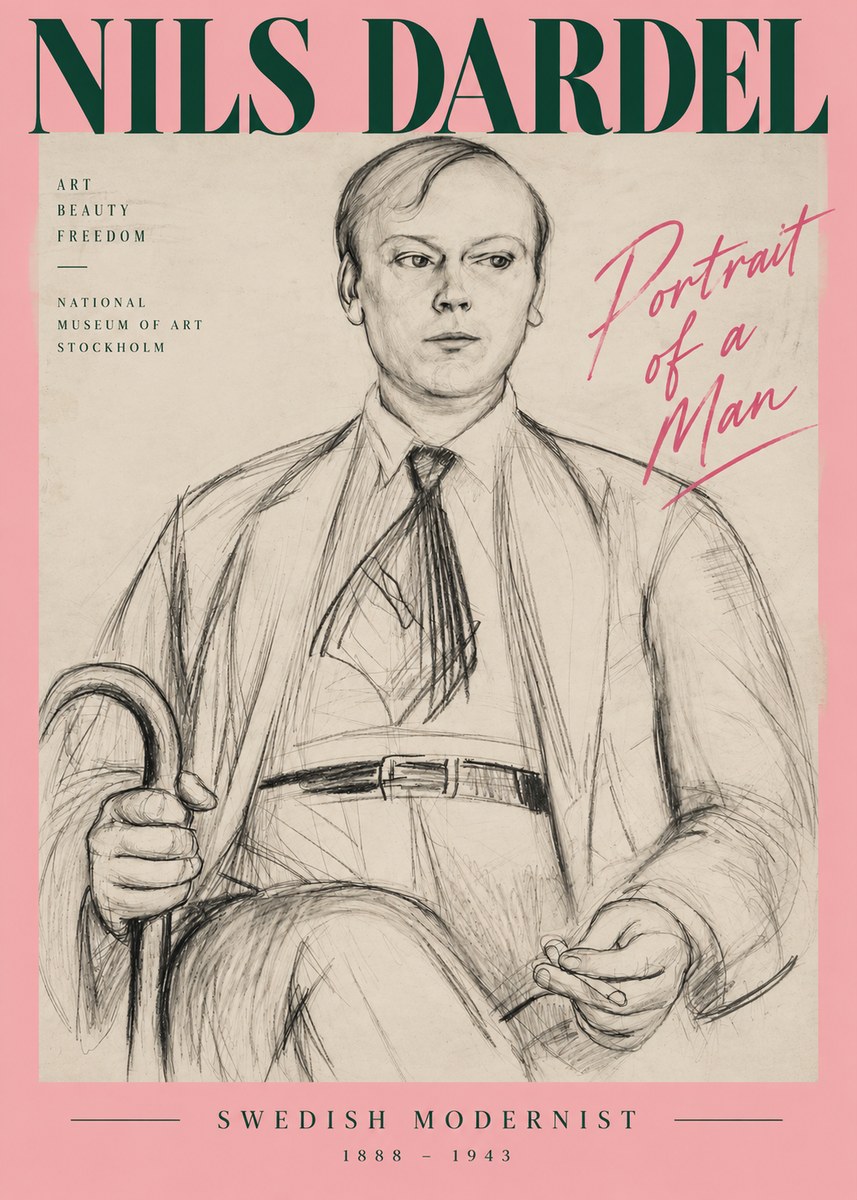 Nils Dardel Portrait of a Man No4 - Affiche