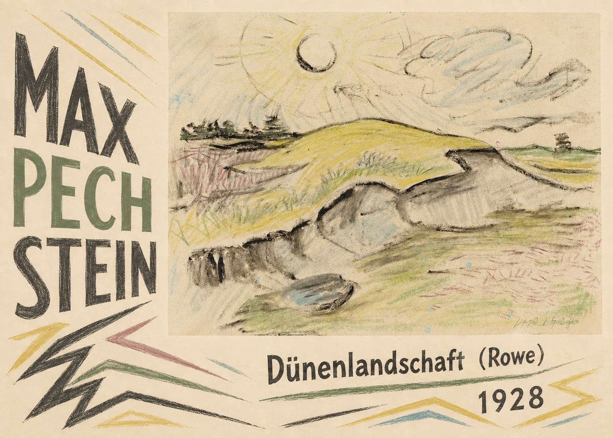 Max Pechstein Dünenlandschaft (Rowe) No4 - Affiche