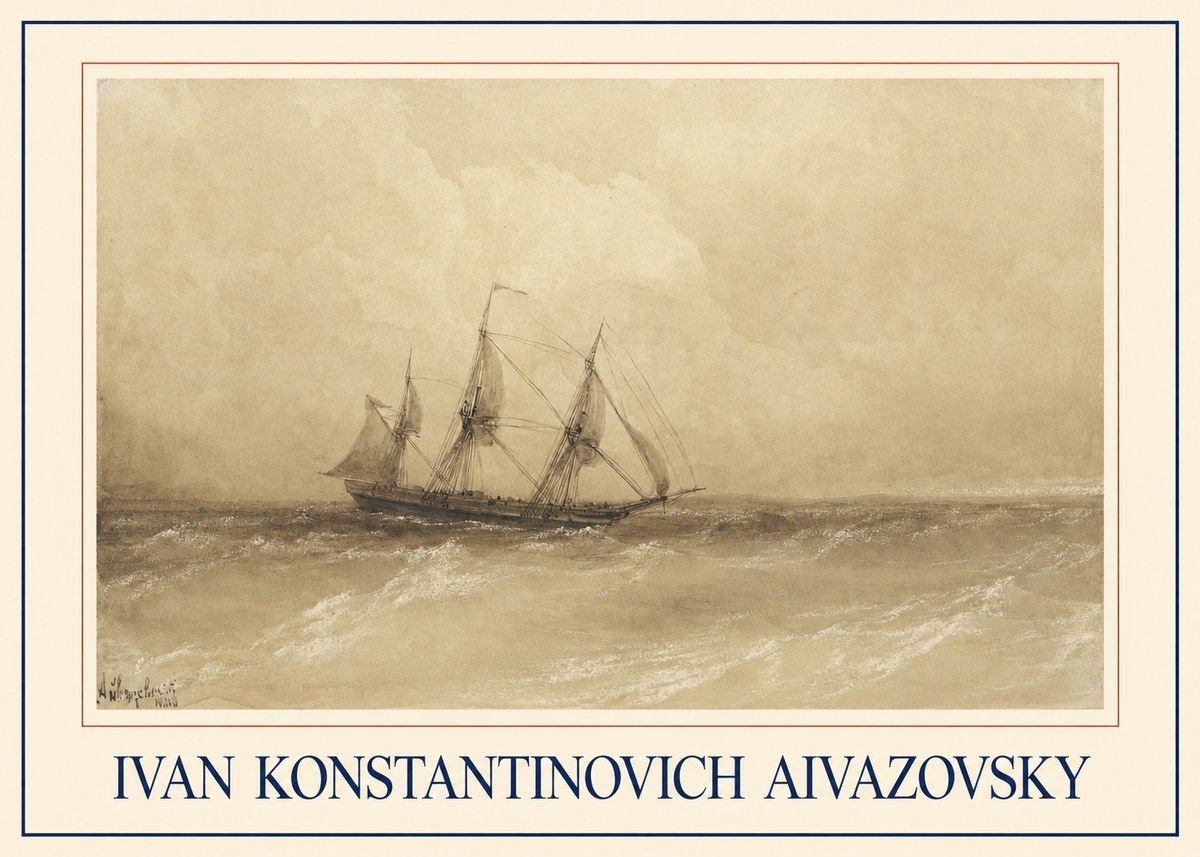 Ivan Konstantinovich Aivazovsky Sailing Ship, 1843 No1 - Affiche