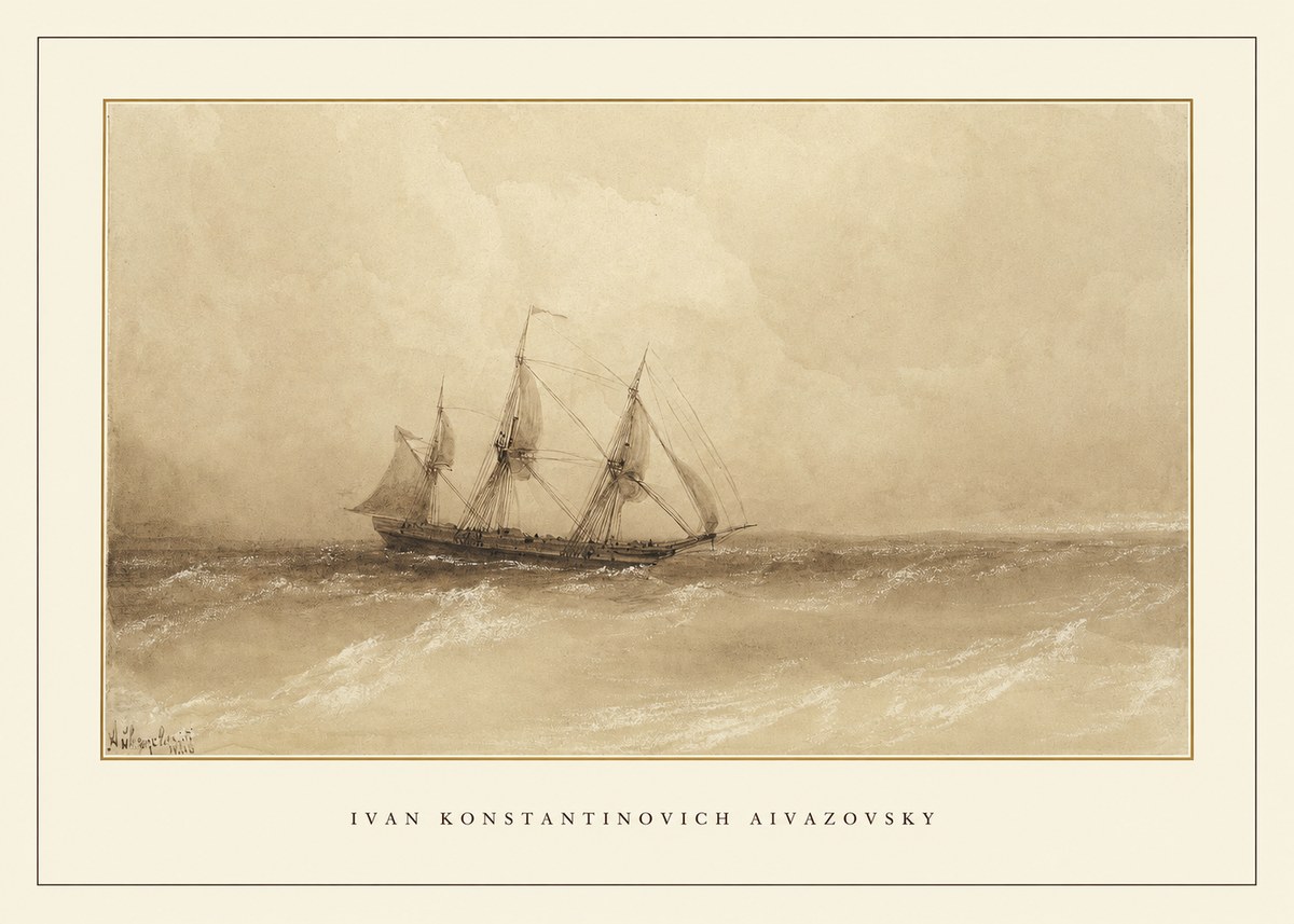 Ivan Konstantinovich Aivazovsky Sailing Ship, 1843 No4 - Affiche