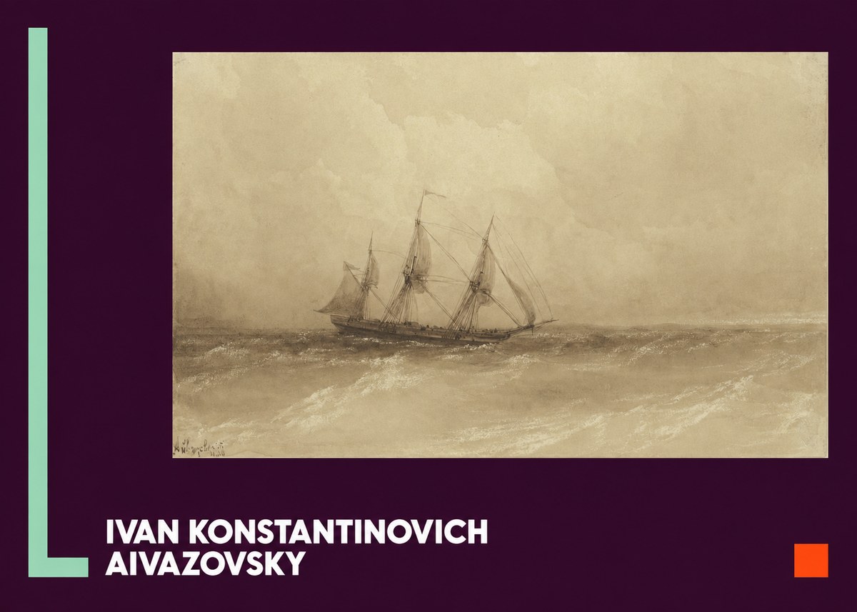 Ivan Konstantinovich Aivazovsky Sailing Ship, 1843 No5 - Affiche