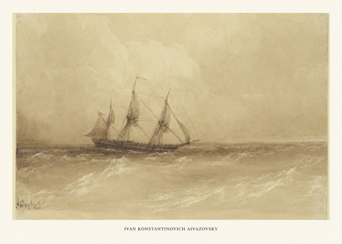 Ivan Konstantinovich Aivazovsky Sailing Ship, 1843 No6 - Affiche