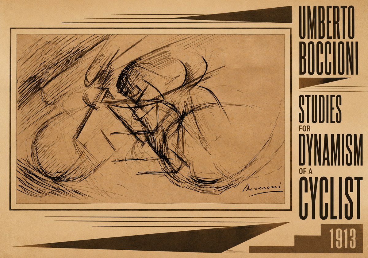 Umberto Boccioni Studies for Dynamism of a Cyclist No5 - Affiche