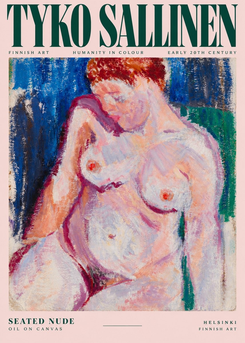 Tyko Sallinen Seated Nude No5 - Affiche