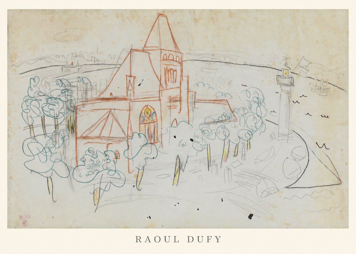 Raoul Dufy Coastal Church and Lighthouse No6 - Affiche