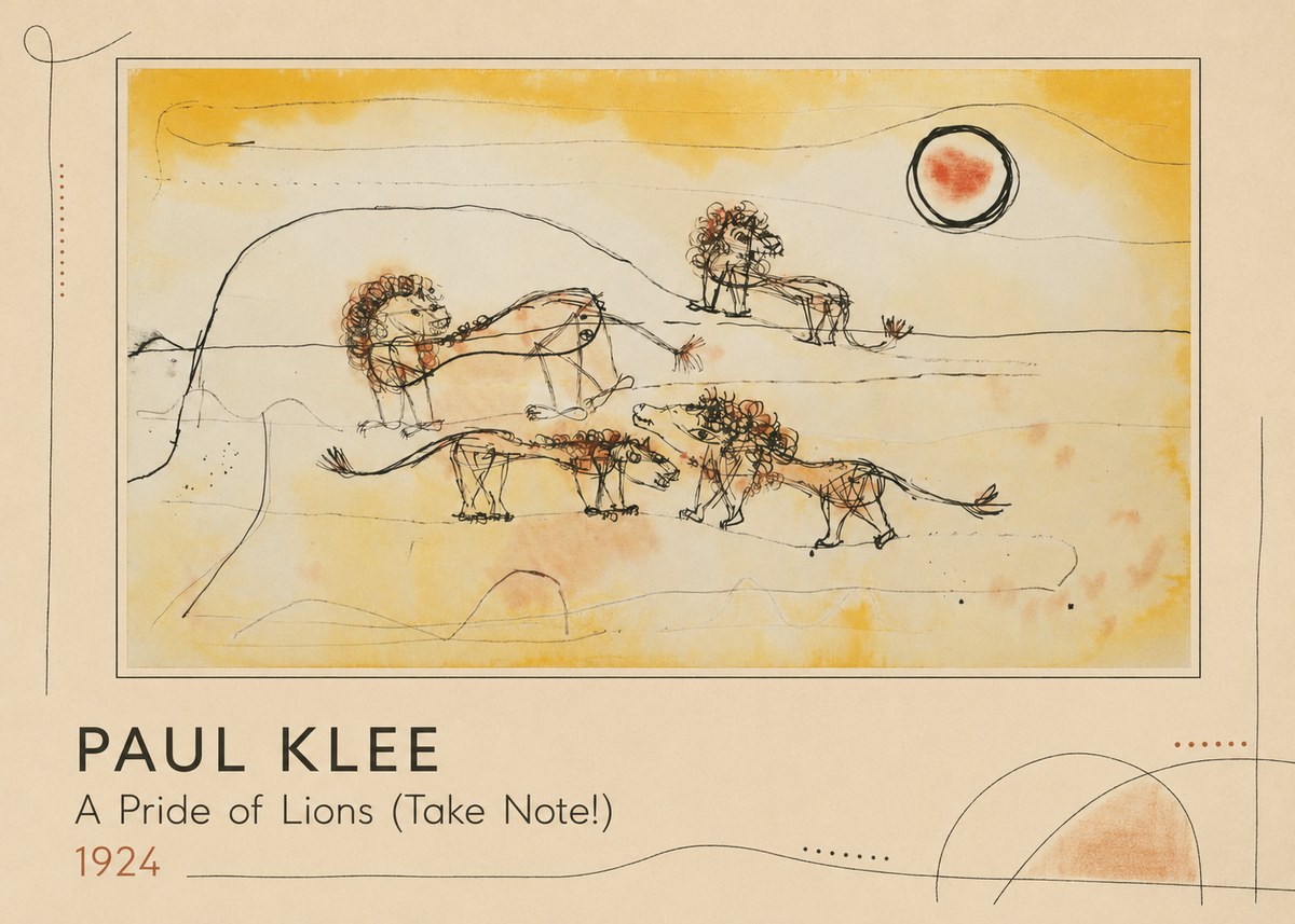 Paul Klee A Pride of Lions (Take Note!) No1 - Affiche