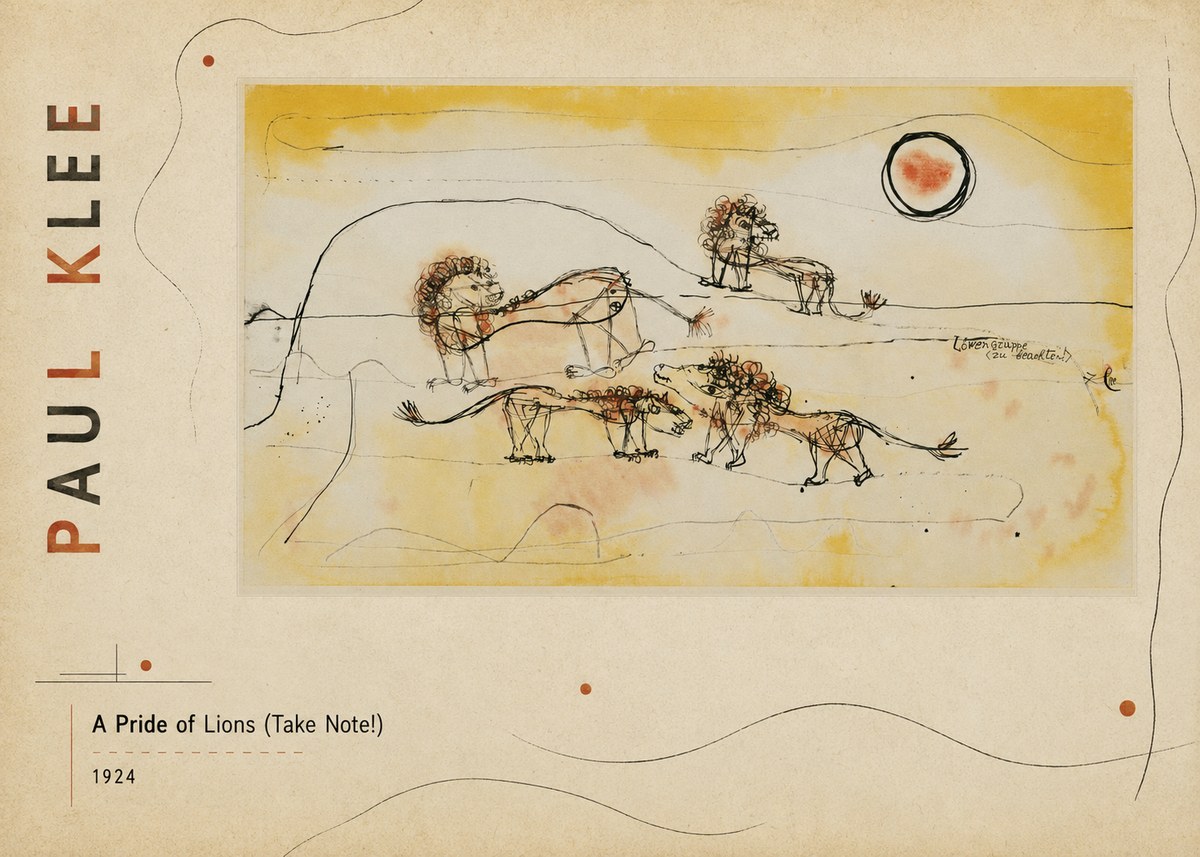 Paul Klee A Pride of Lions (Take Note!) No2 - Affiche