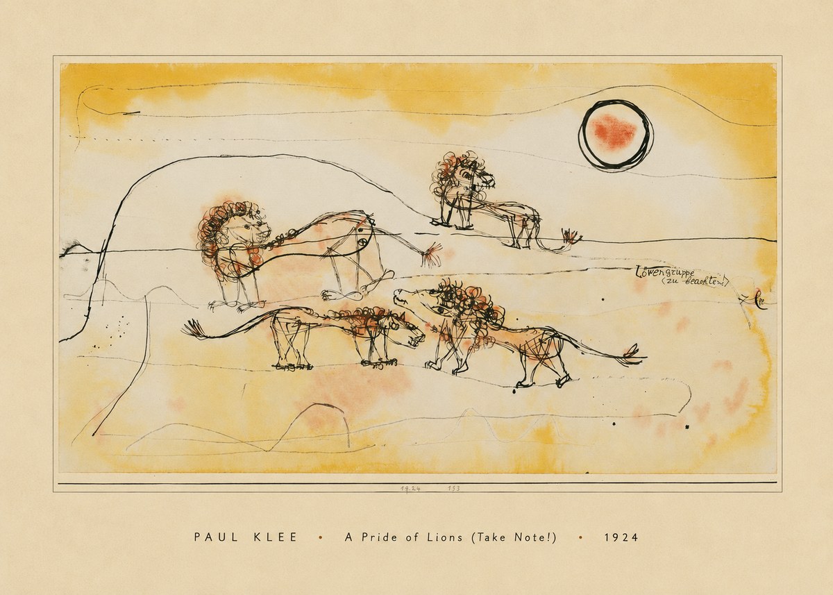 Paul Klee A Pride of Lions (Take Note!) No6 - Affiche