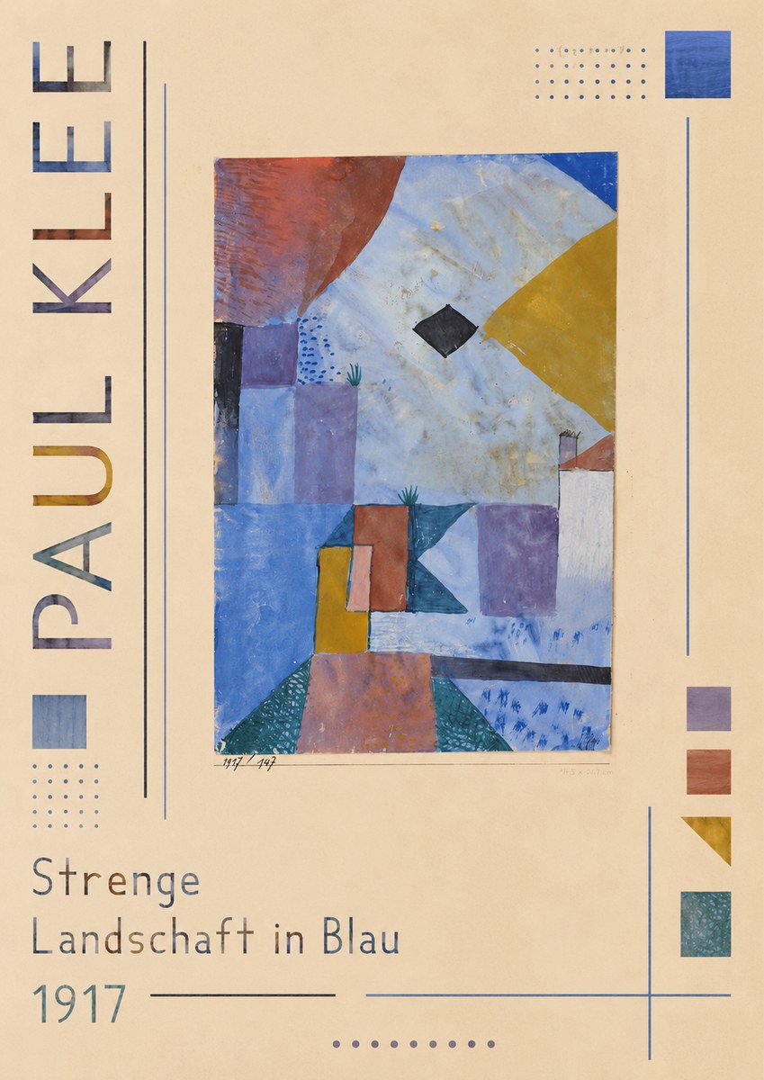 Paul Klee Strenge Landschaft in Blau No3 - Affiche
