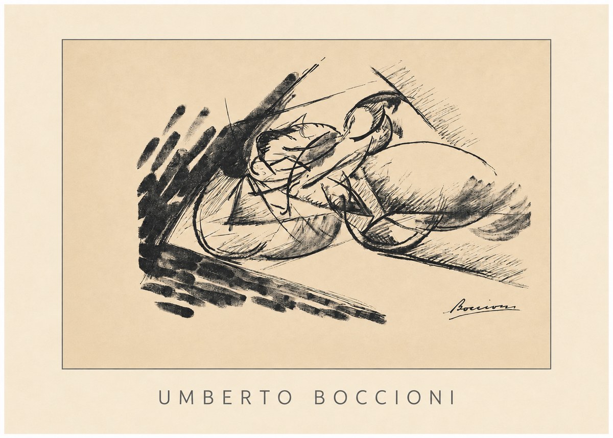 Umberto Boccioni Dynamism of a Cyclist I No4 - Affiche