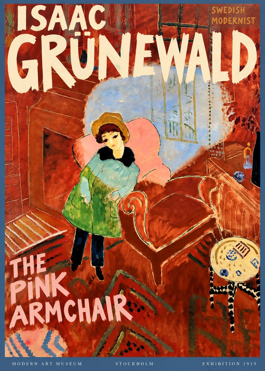 Isaac Grünewald Interior with Young Girl No3 - Affiche