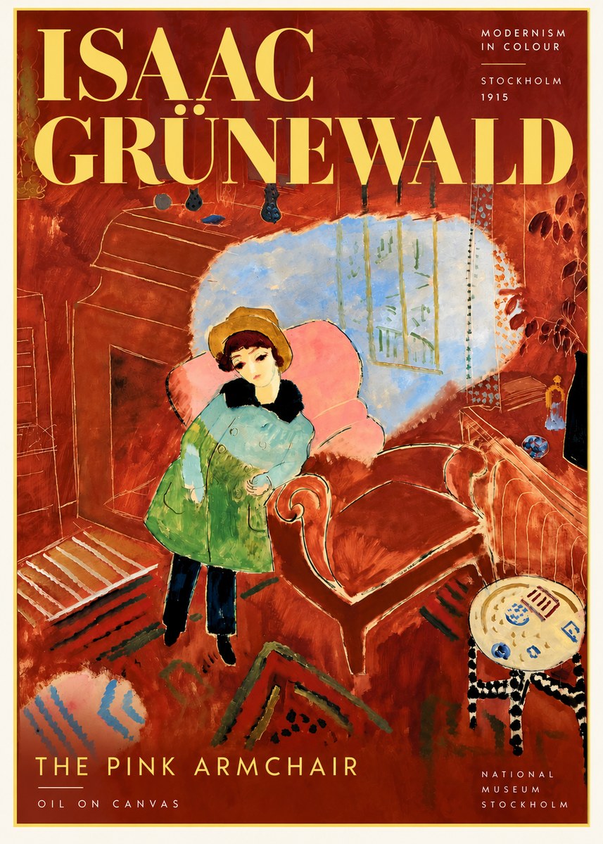 Isaac Grünewald Interior with Young Girl No6 - Affiche