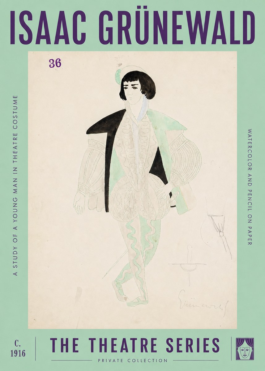 Isaac Grünewald A Study of a Young Man in Theatre Costume No2 - Affiche