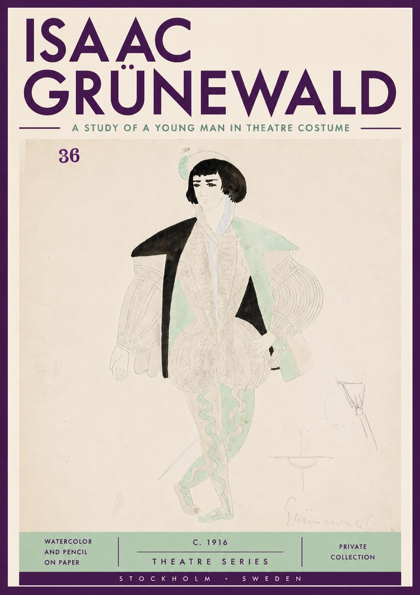 Isaac Grünewald A Study of a Young Man in Theatre Costume No4 - Affiche